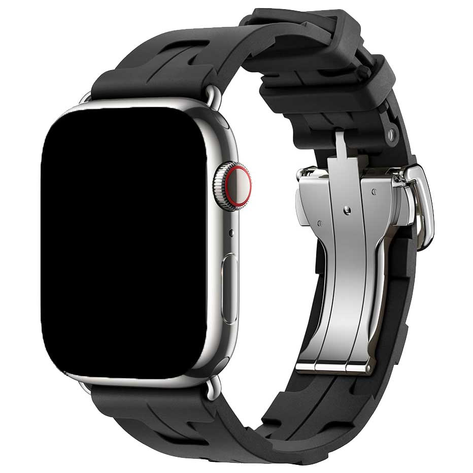Bracelet sport Hermès simple tour kilim Apple Watch - noir
