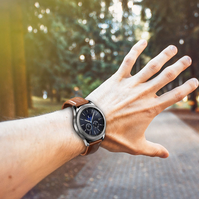 Bracelet véritable en cuir Samsung Galaxy Watch - marron clair