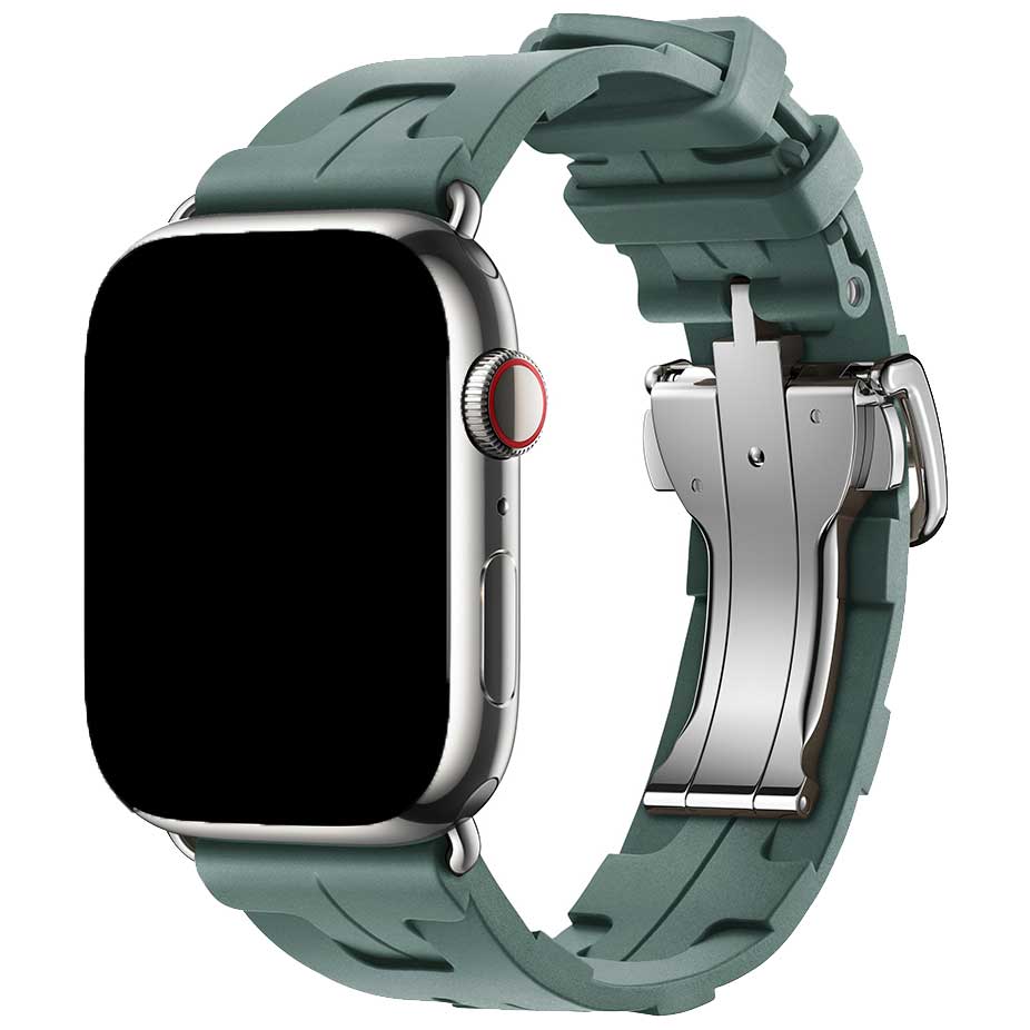 Bracelet sport Hermès simple tour kilim Apple Watch - vert sapin
