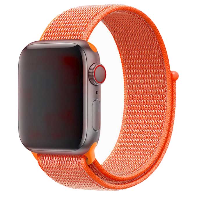 Bracelet boucle sport en nylon Apple Watch - orange épicé