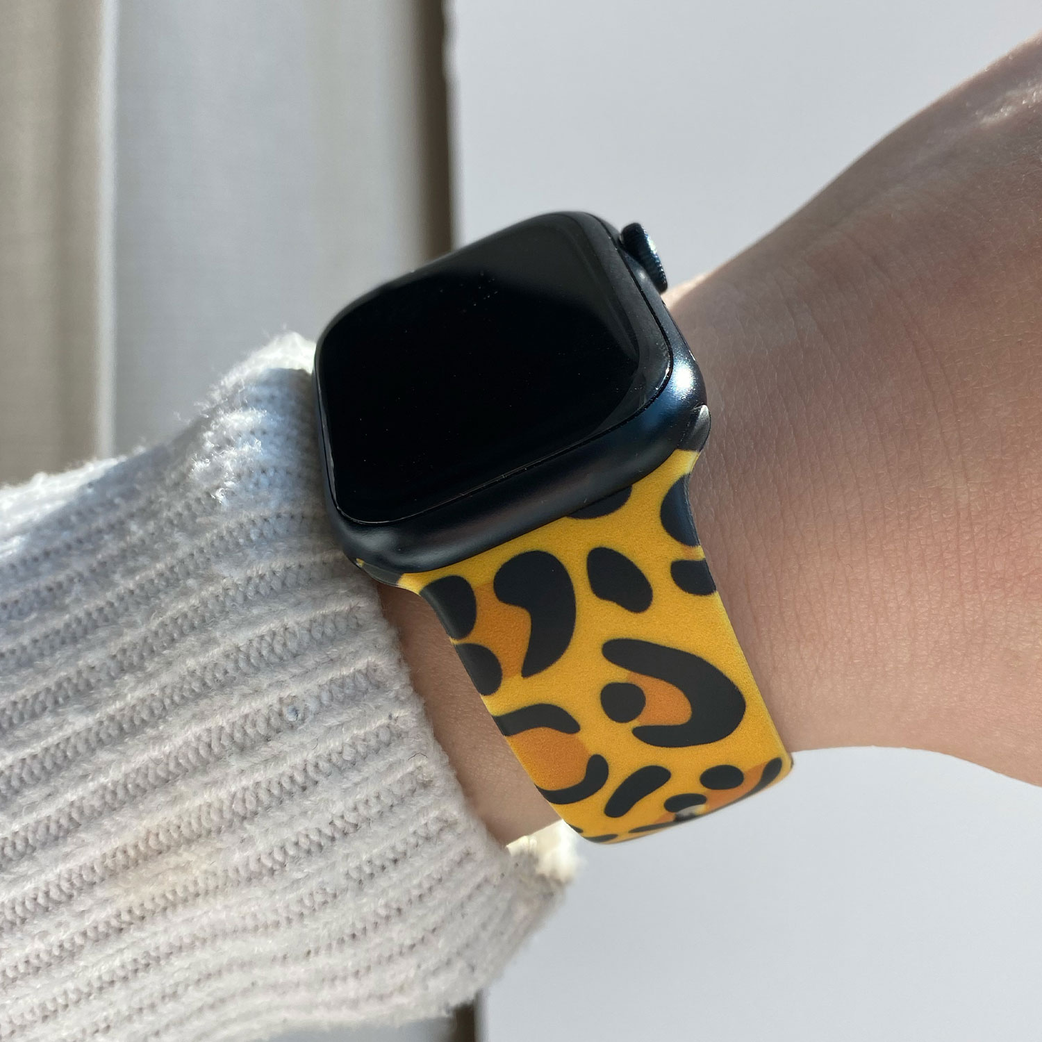 Bracelet sport imprimé Apple Watch - imprimé léopard jaune