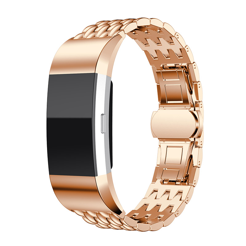 Bracelet acier dragon Fitbit Charge 3 & 4 - or rose