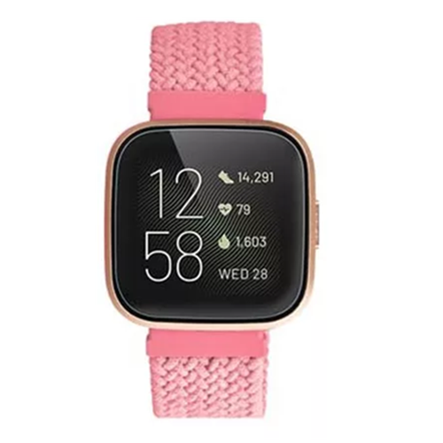 Bracelet nylon Boucle unique tressé Fitbit Versa - rose