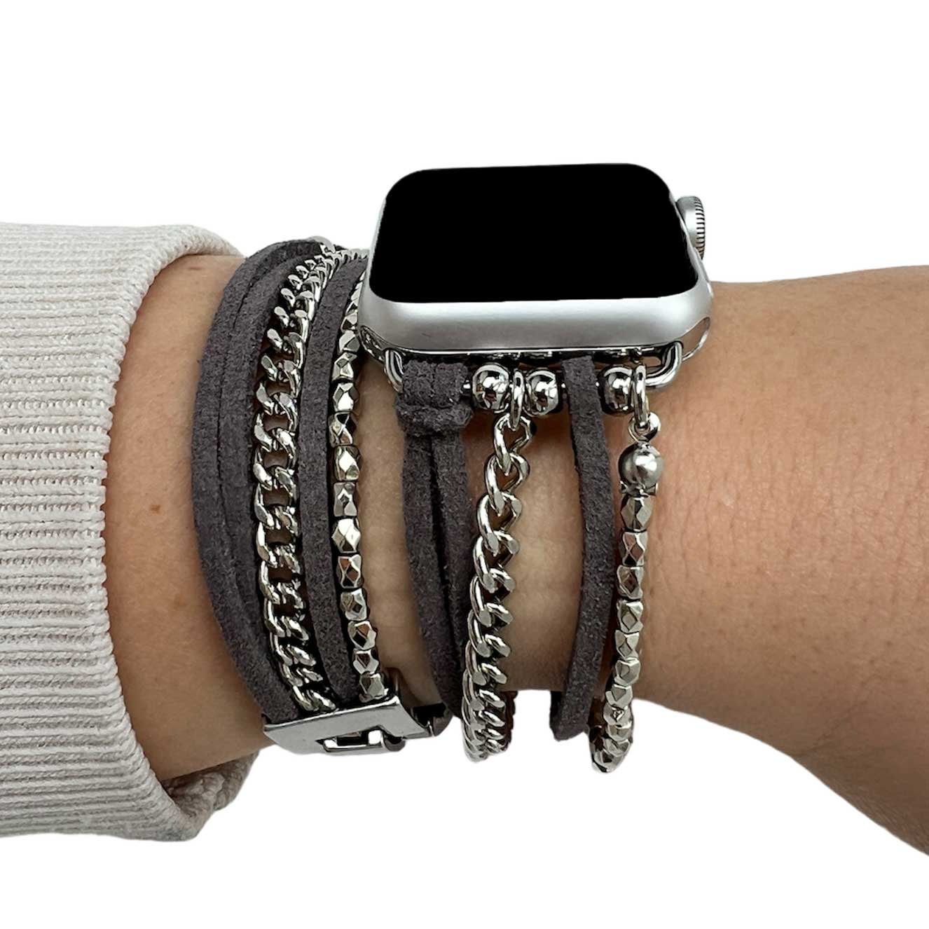 Bracelet à bijoux Apple Watch – Nancy gris argent