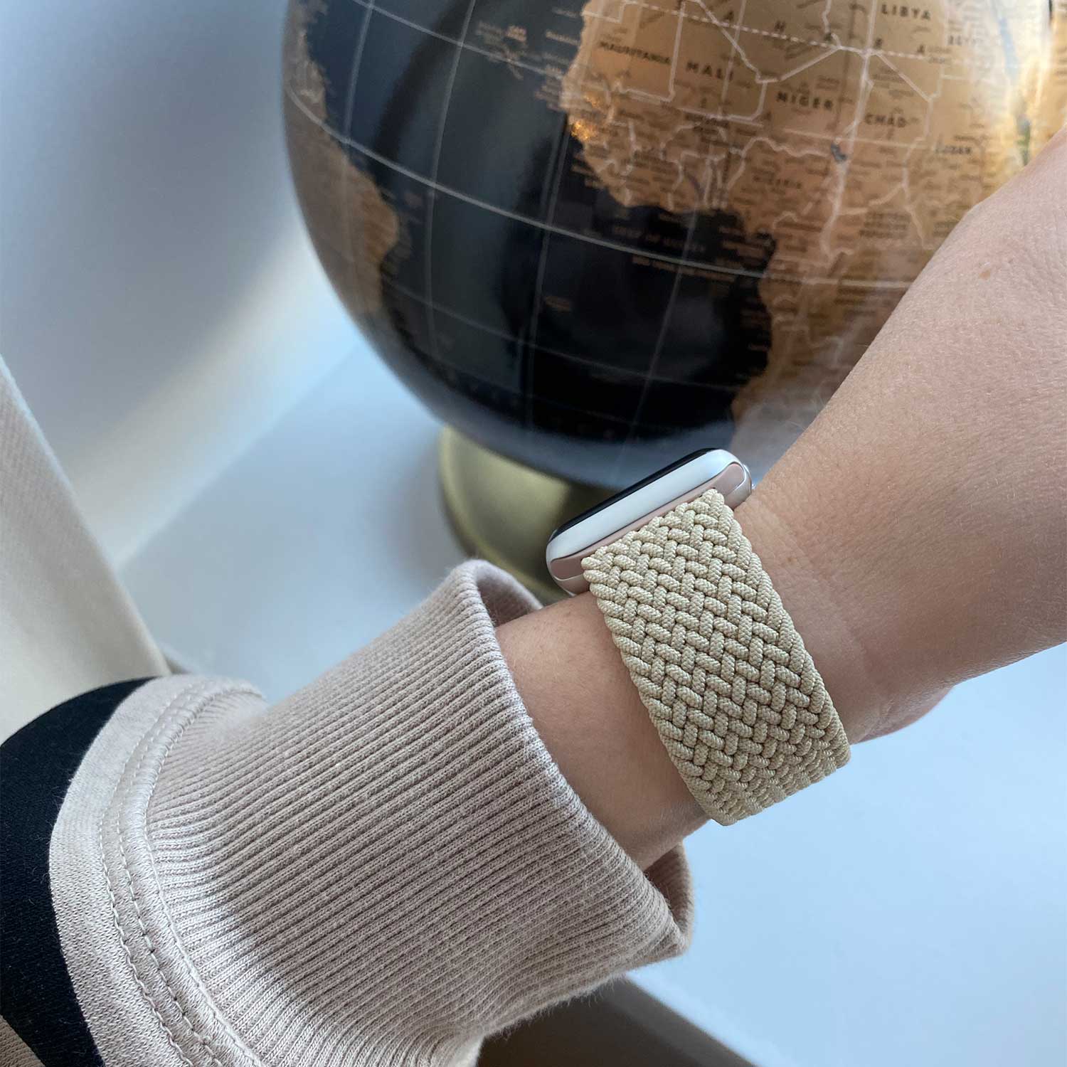 Bracelet nylon Boucle unique tressé Apple Watch - beige