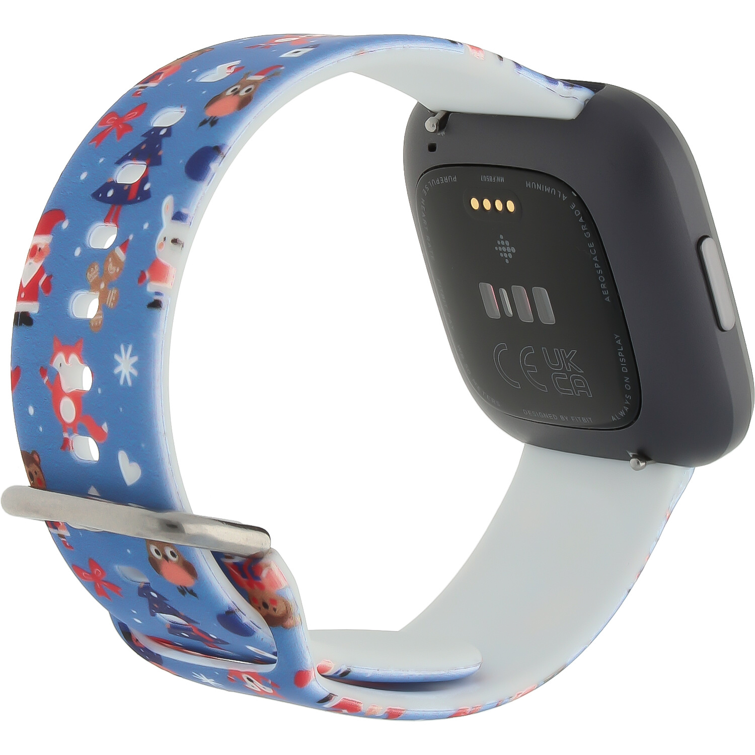 Bracelet sport imprimé Fitbit Versa - bleu de Noël