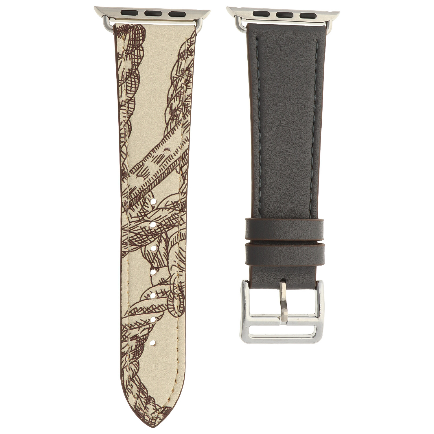 Bracelet en cuir simple tour Apple Watch - gris blanc