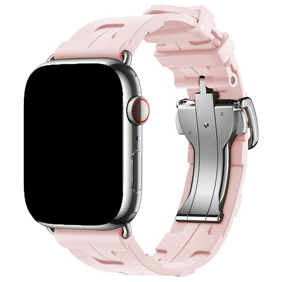 Bracelet sport Hermès simple tour kilim Apple Watch - rose