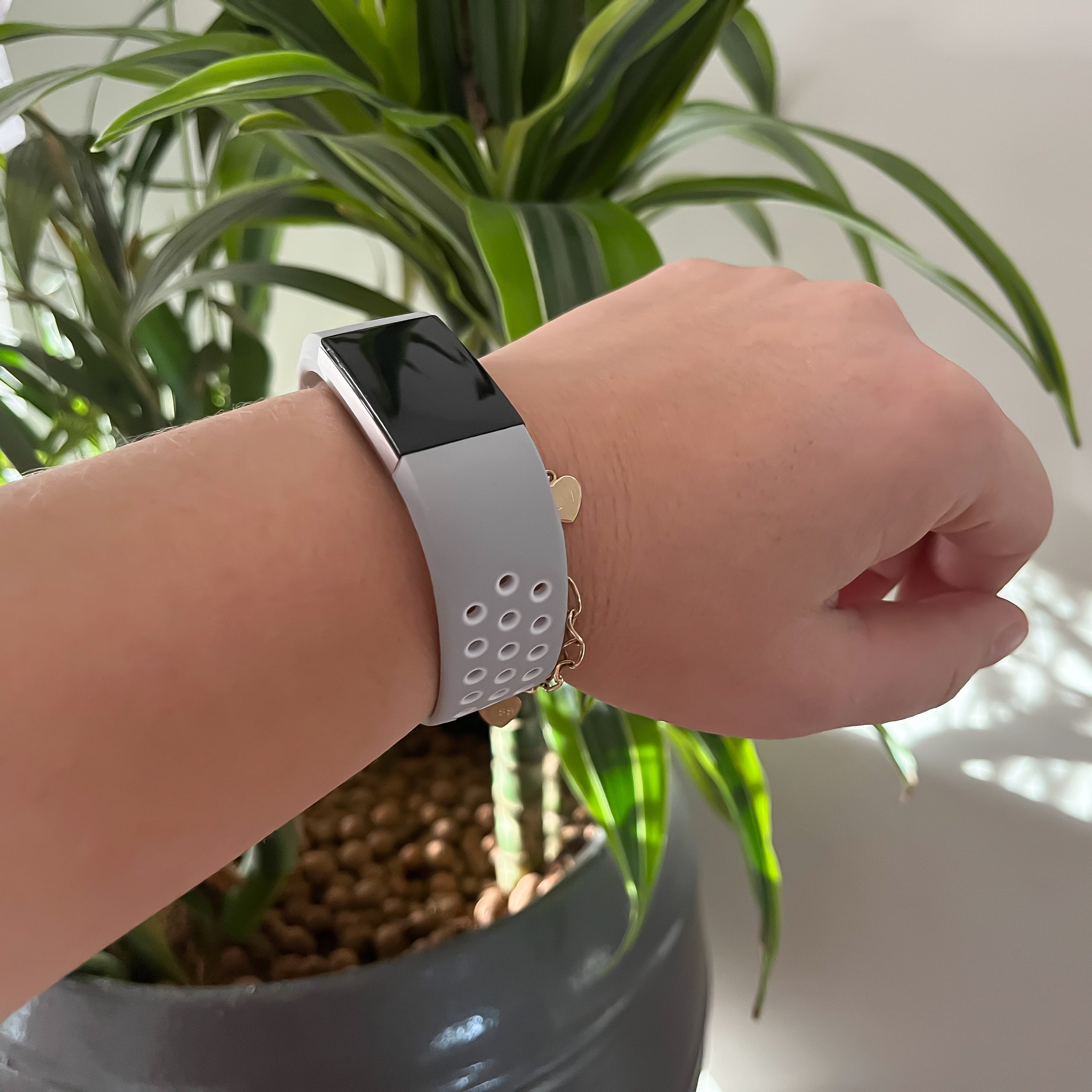 Bracelet sport double Fitbit Charge 2 - gris blanc