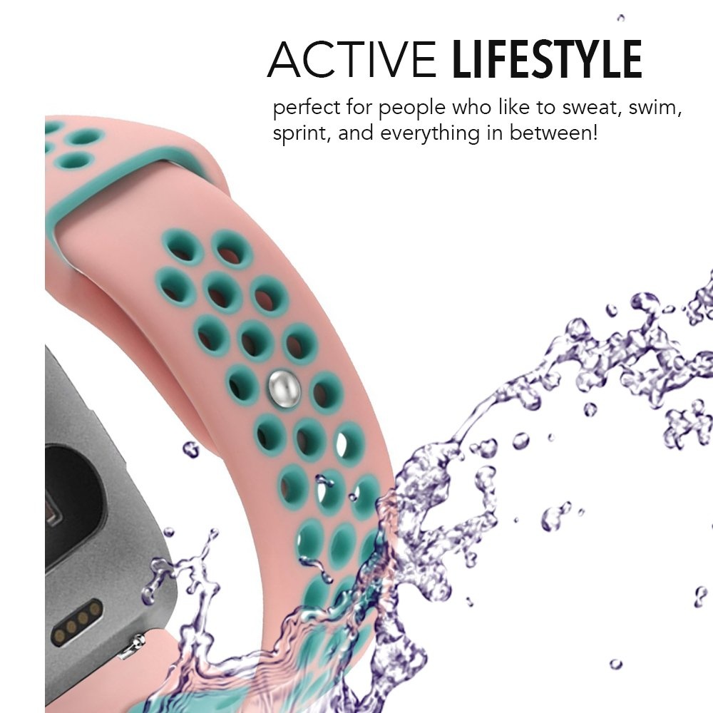 Bracelet sport double Fitbit Versa - rose bleu clair