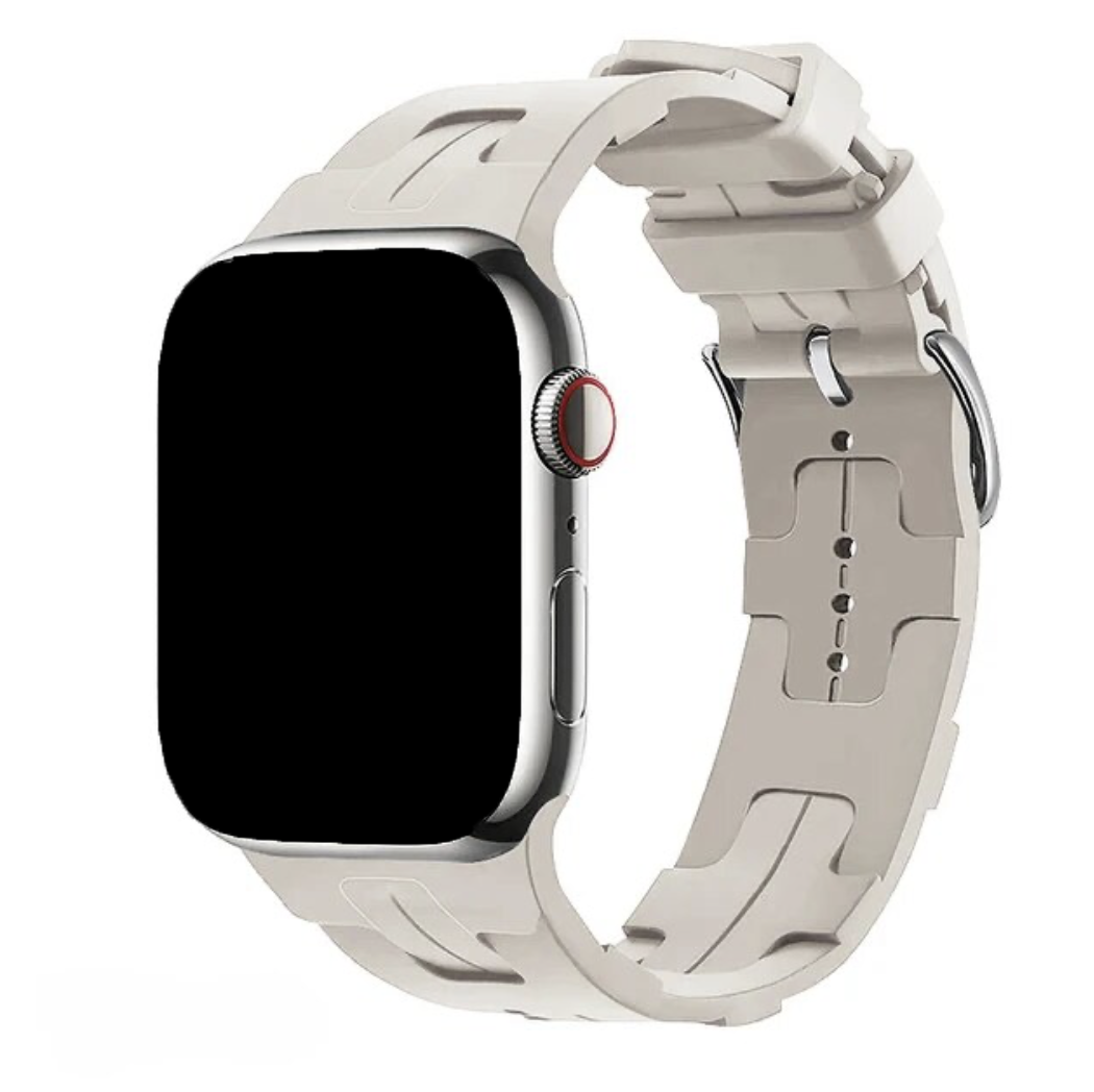 Bracelet sport Hermès simple tour boucle de ceinture kilim Apple Watch - lumière stellaire