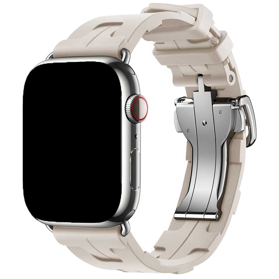 Bracelet sport Hermès simple tour kilim Apple Watch - lumière stellaire