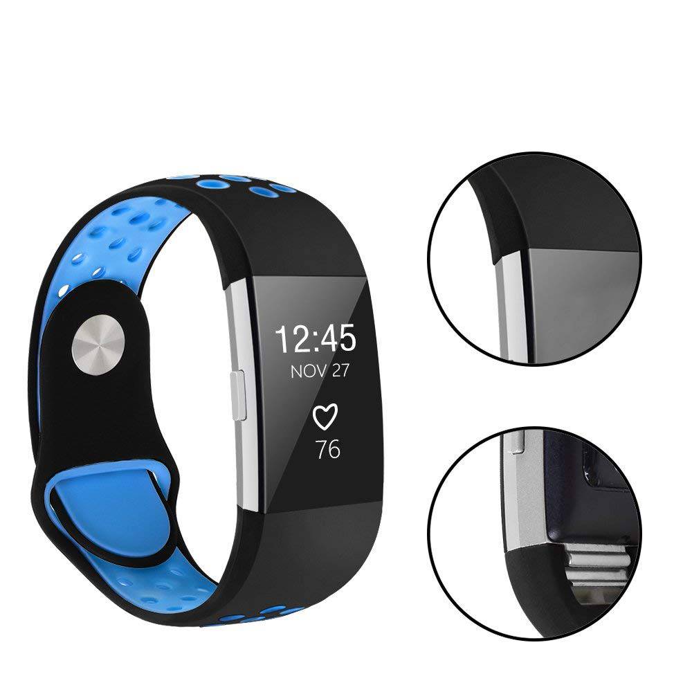 Bracelet sport double Fitbit Charge 2 - noir bleu