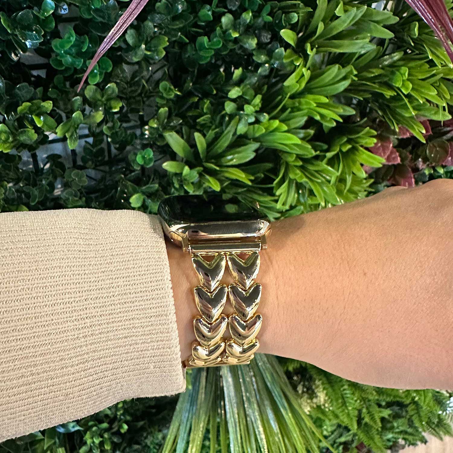 Bracelet à maillons en acier cœur Apple Watch - doré