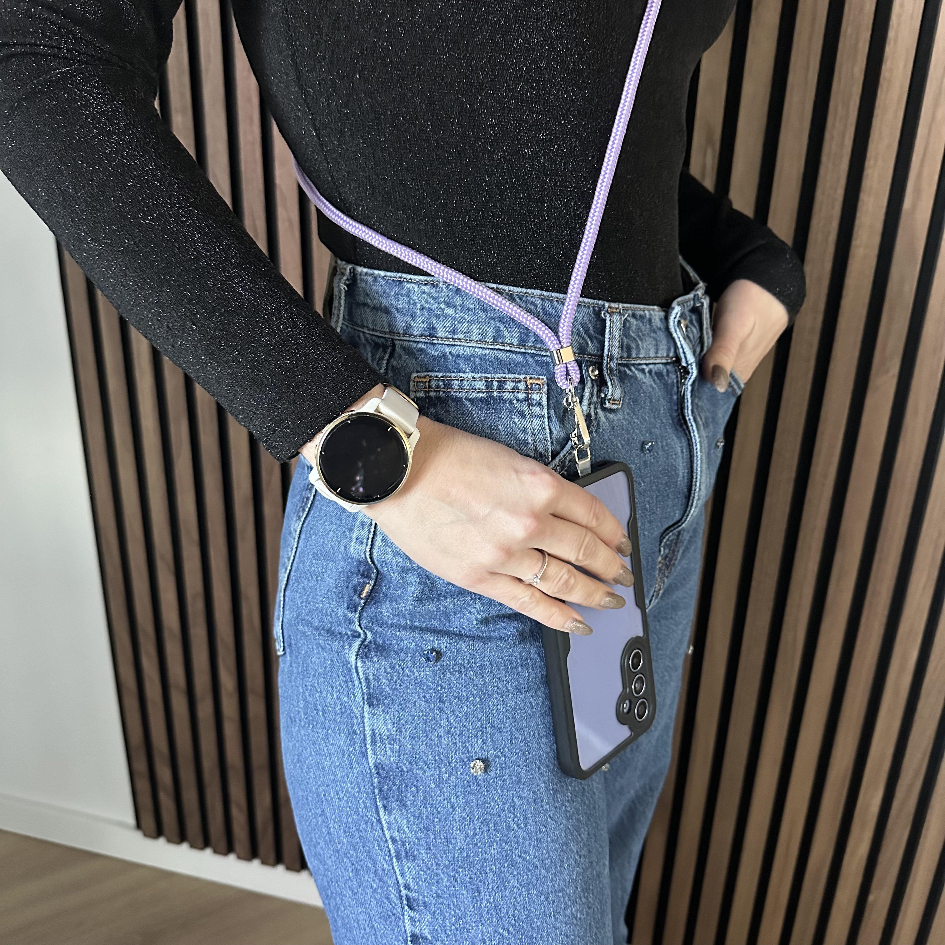 Cordon téléphone Longa - violet - argent