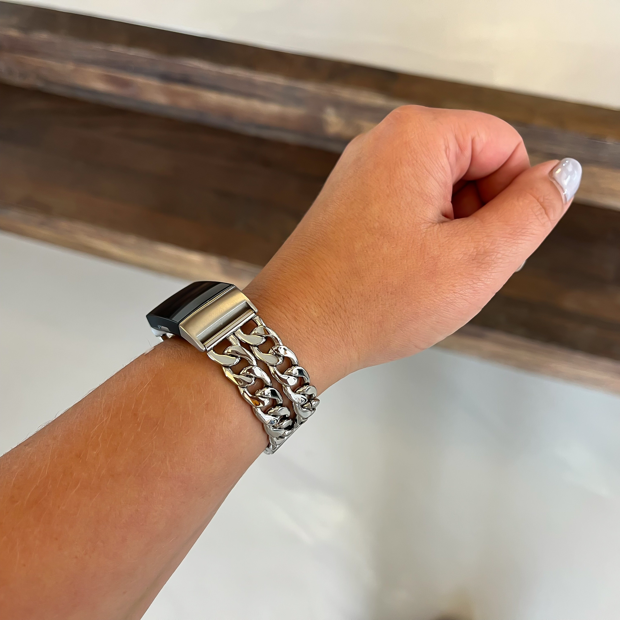 Bracelet acier cow-boy Fitbit Charge 3 & 4 - argent