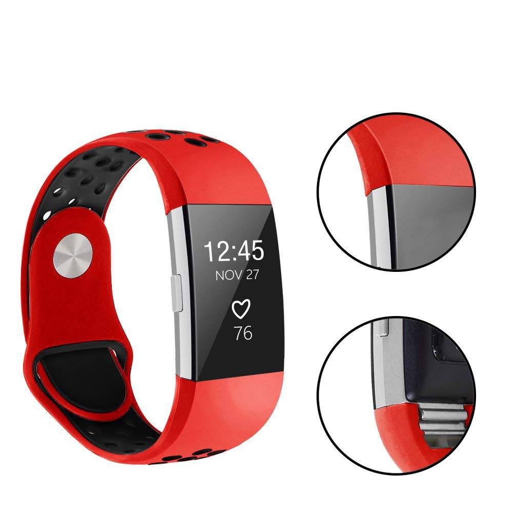 Bracelet sport double Fitbit Charge 2 - rouge noir
