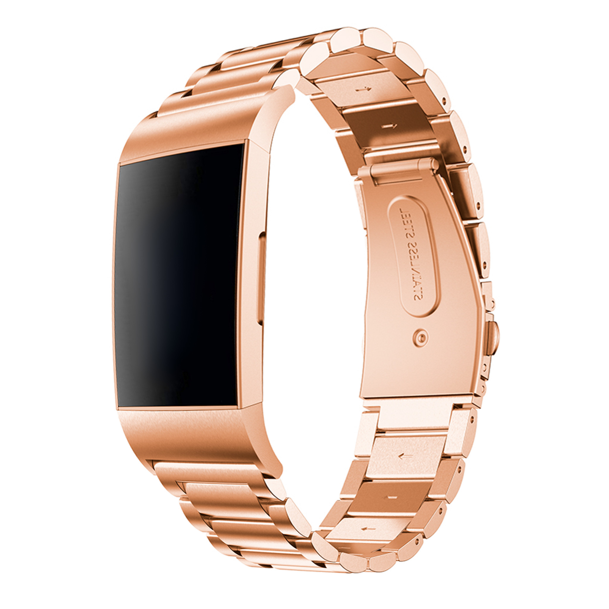 Bracelet acier perles Fitbit Charge 3 & 4 - rose or