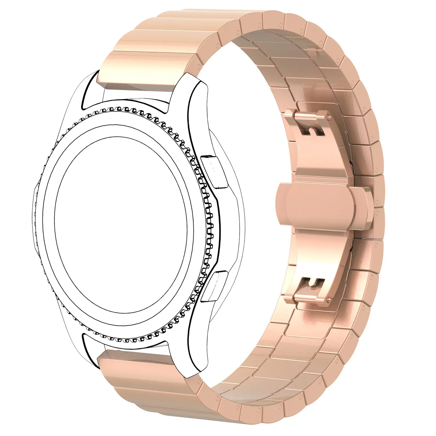 Bracelet acier maillons Garmin Vivoactive Vivomove or rose