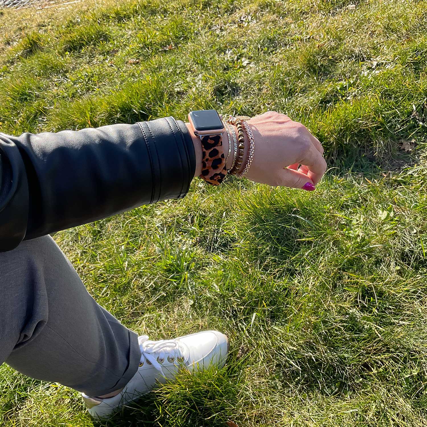 Bracelet nylon chouchou Apple Watch - brun panthère