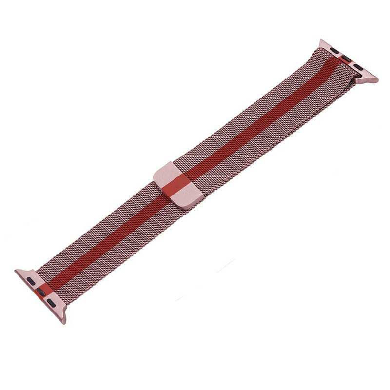 Bracelet milanais Apple Watch - rayée rose rouge
