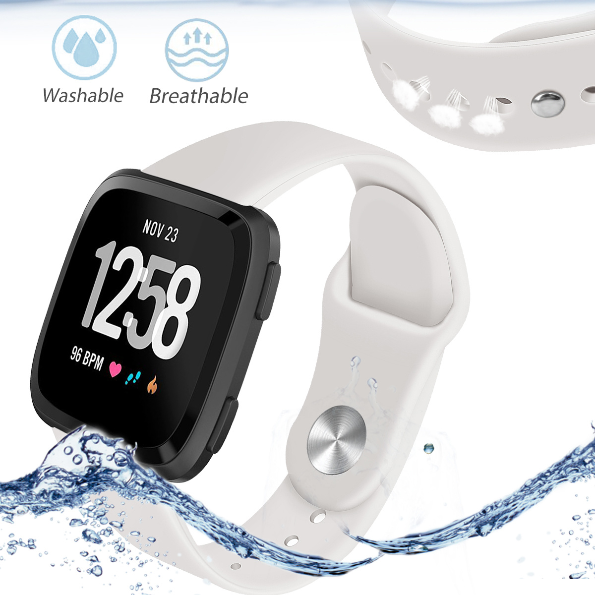 Bracelet sport en silicone Fitbit Versa - abricot