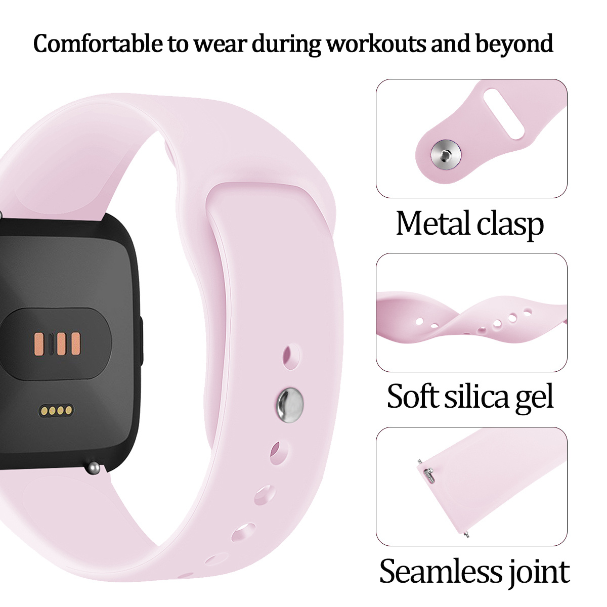 Bracelet sport en silicone Fitbit Versa - rose
