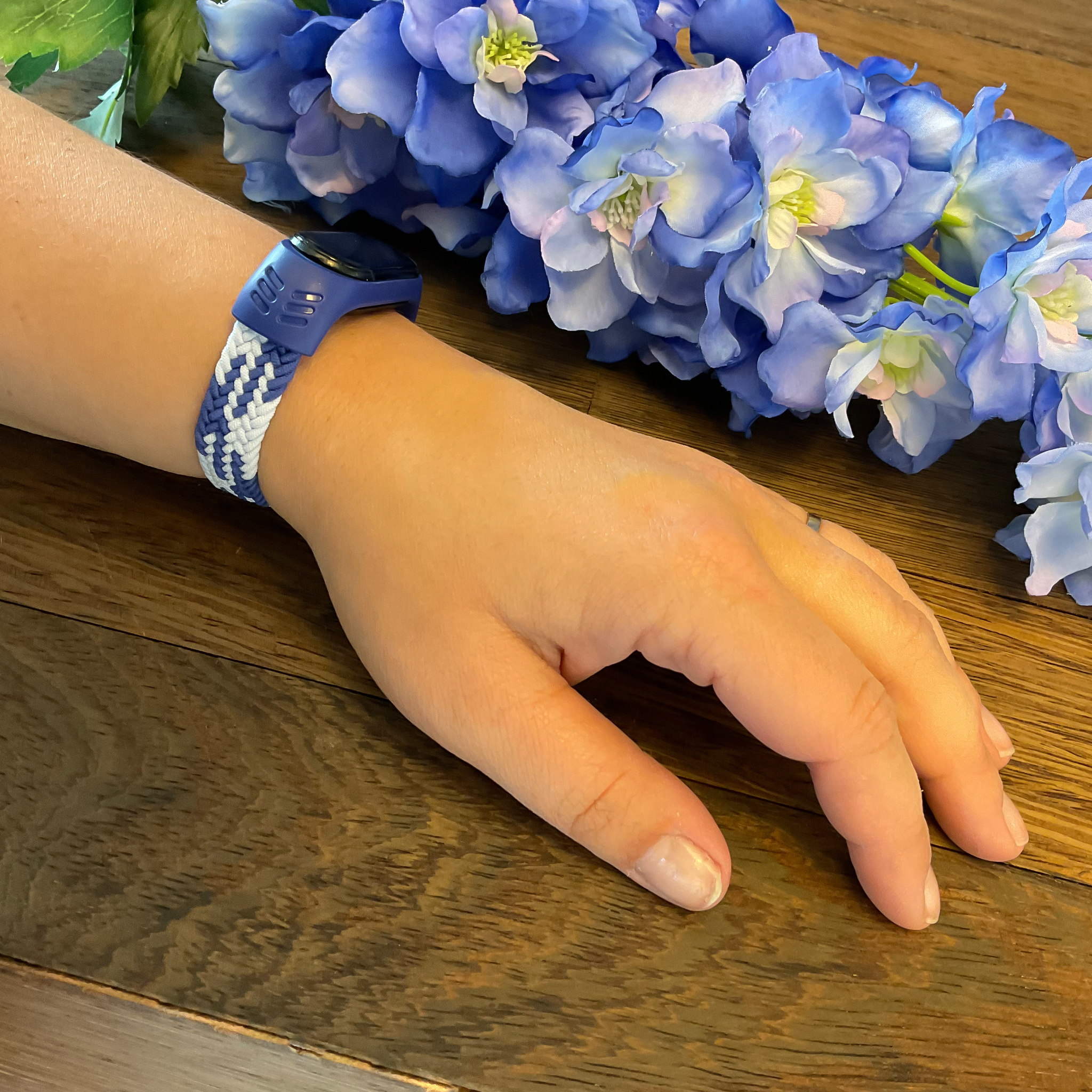 Bracelet nylon Boucle unique tressé Xiaomi Mi 3/4/5/6 - bleu blanc
