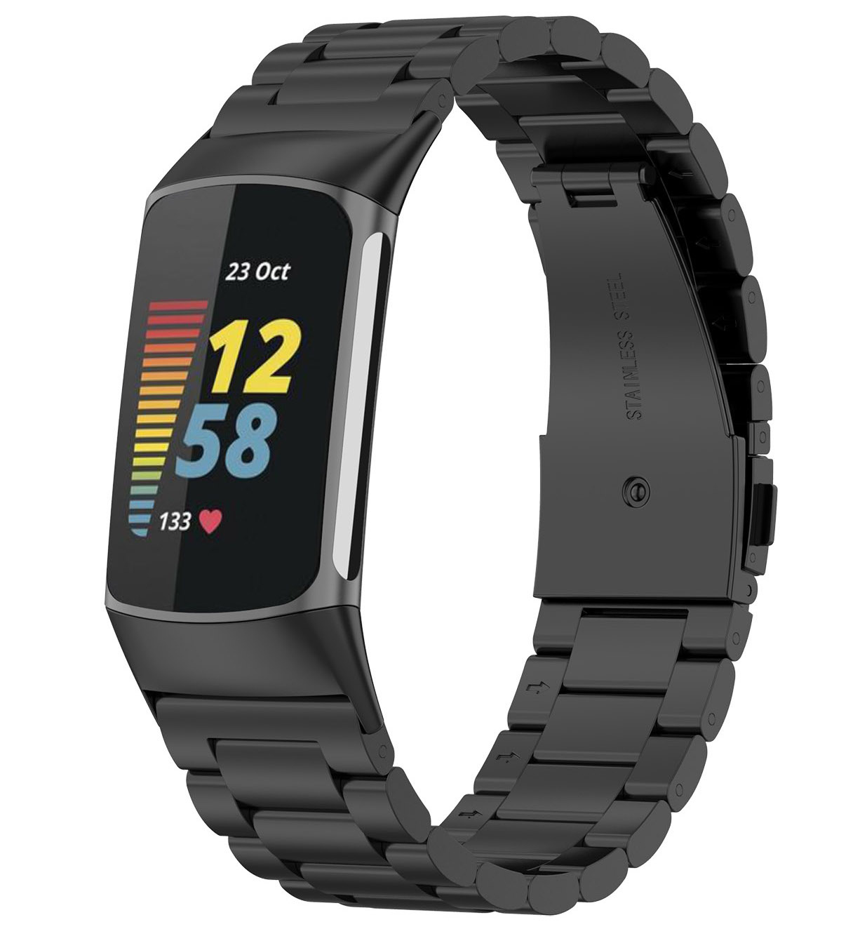 Bracelet acier perles Fitbit Charge 5 - noir