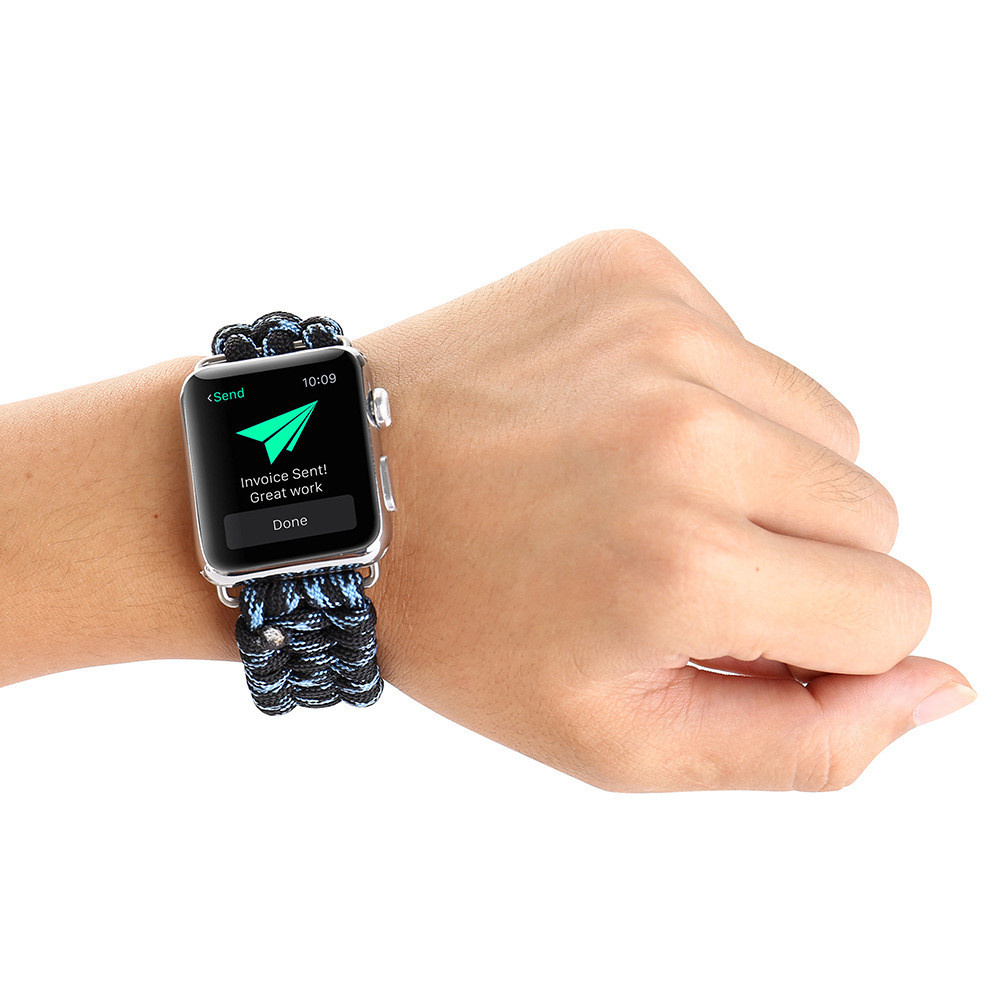 Bracelet corde en nylon Apple Watch - bleu camouflage
