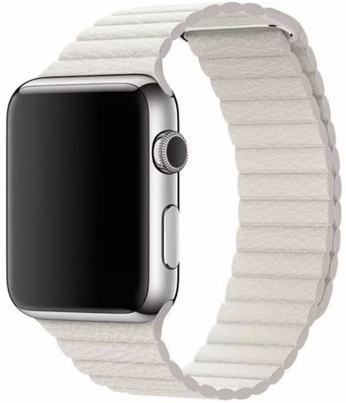 Bracelet en cuir nervure Apple Watch - blanc