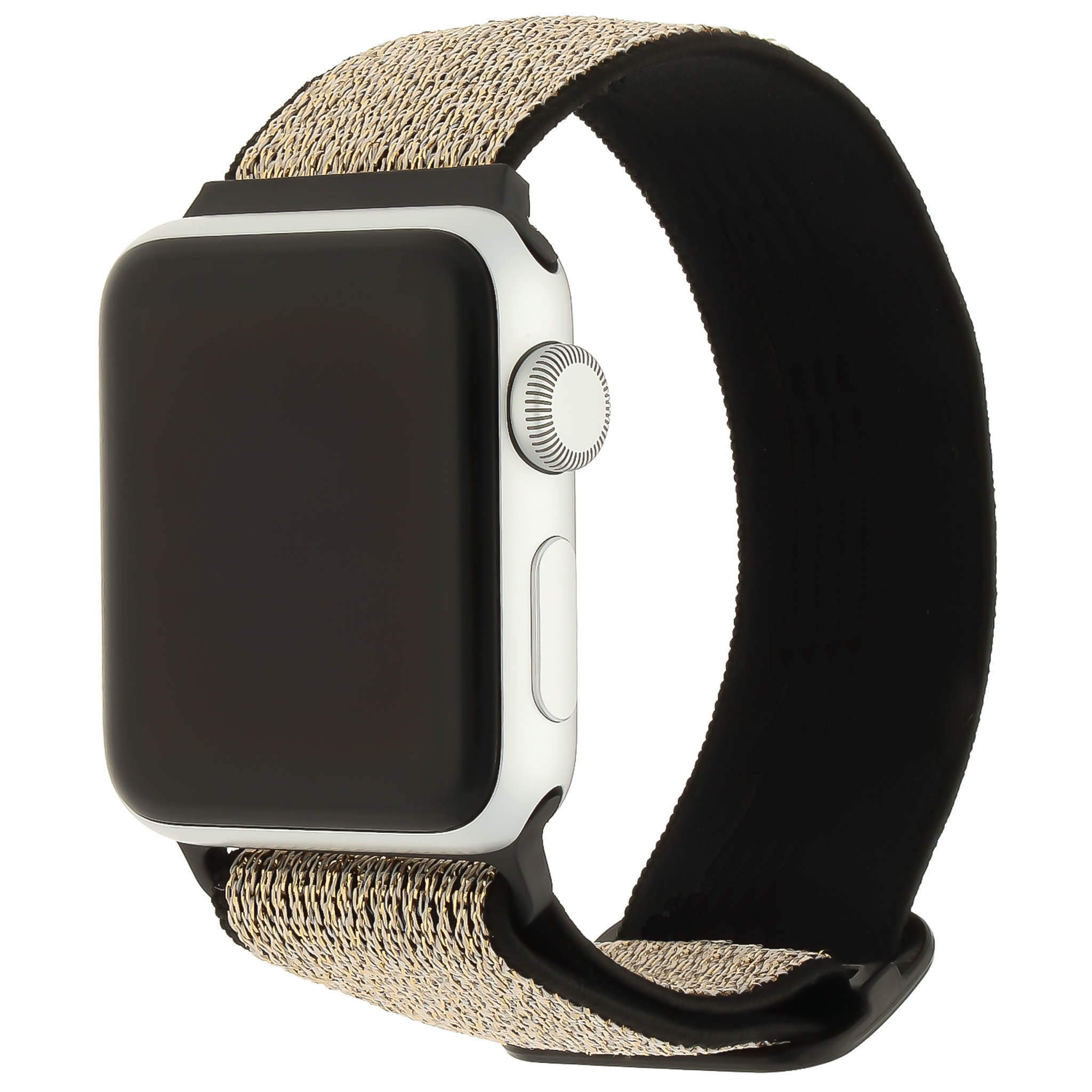 Bracelet nylon solo Apple Watch - paillettes noir or