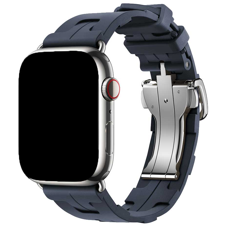Bracelet sport Hermès simple tour kilim Apple Watch - bleu