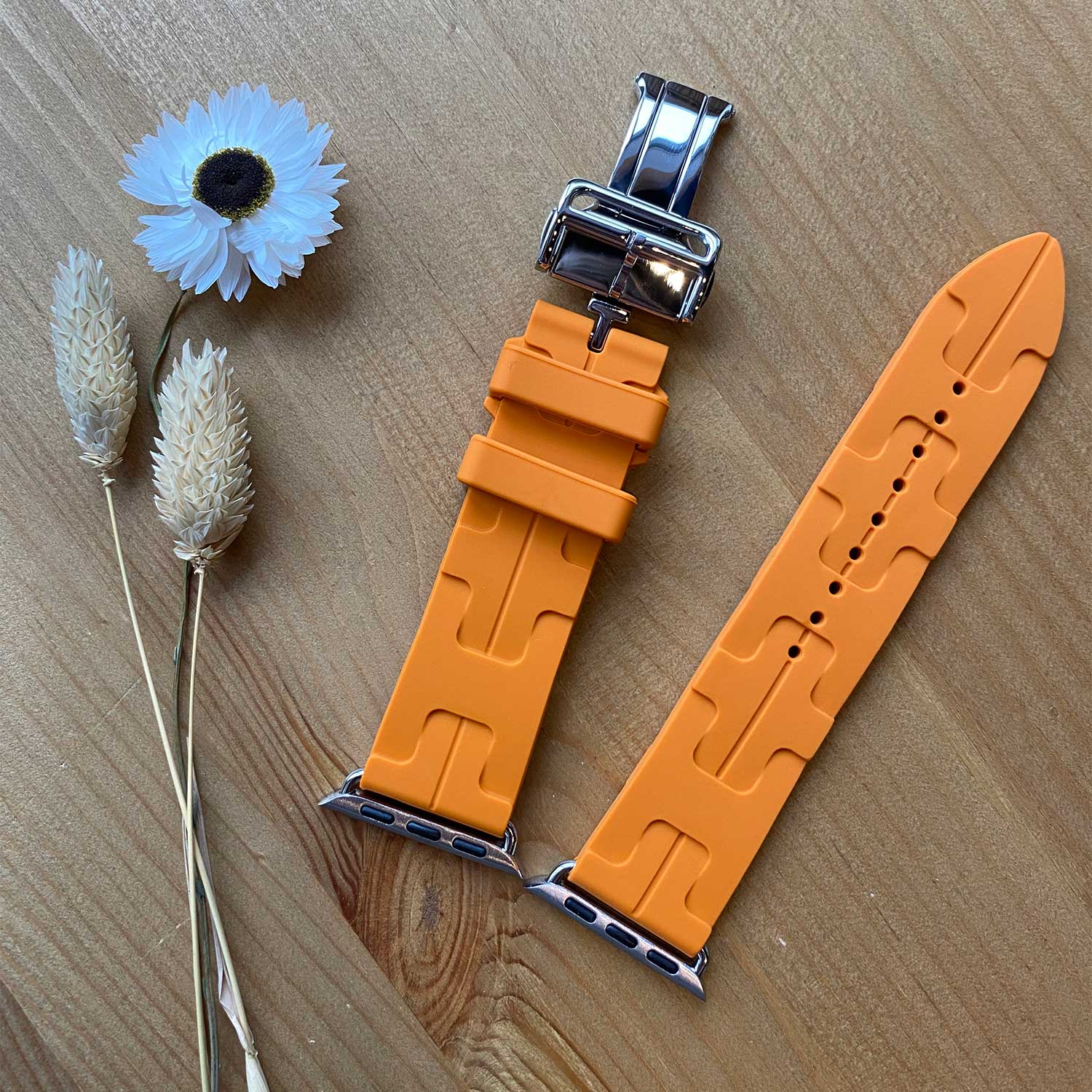 Bracelet sport Hermès simple tour kilim Apple Watch - orange