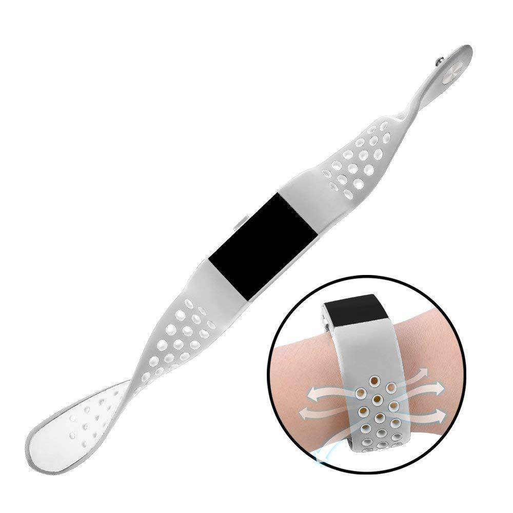 Bracelet sport double Fitbit Charge 2 - gris blanc