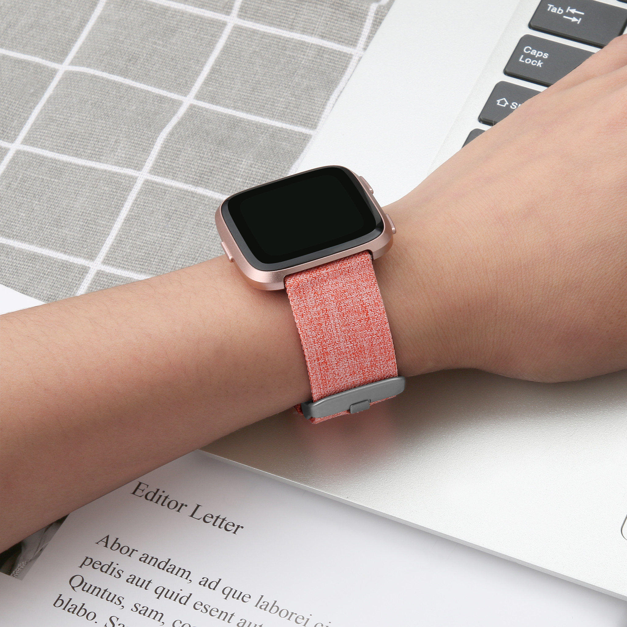 Bracelet boucle sport en nylon Fitbit Versa - orange