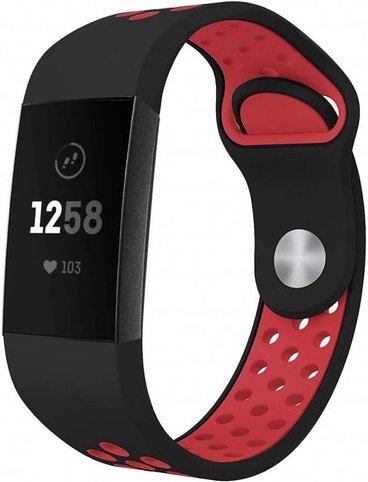 Bracelet sport double Fitbit Charge 3 & 4 - noir rouge