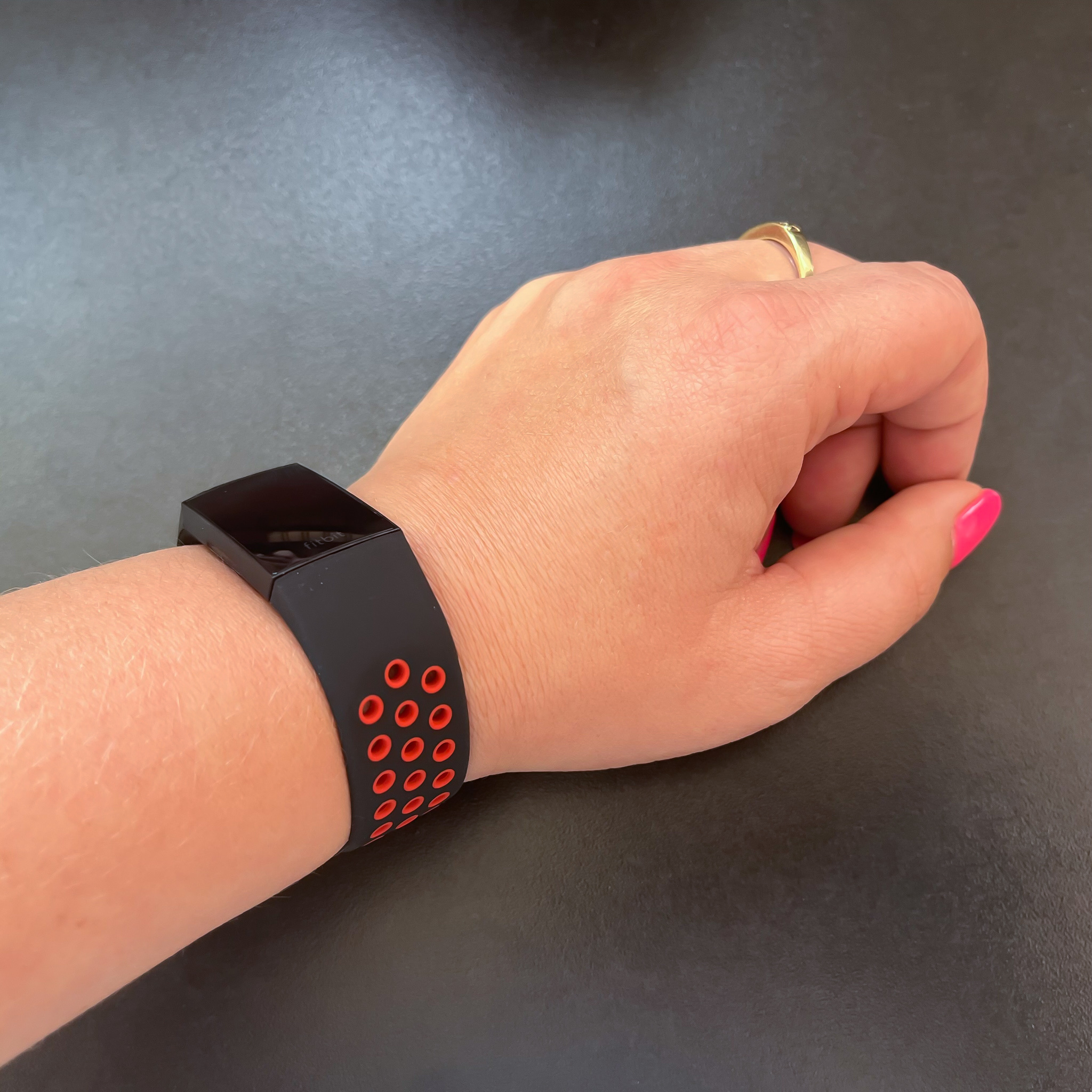 Bracelet sport double Fitbit Charge 3 & 4 - noir rouge