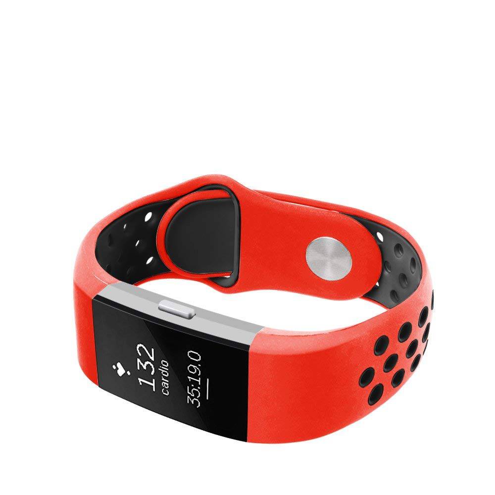 Bracelet sport double Fitbit Charge 2 - rouge noir