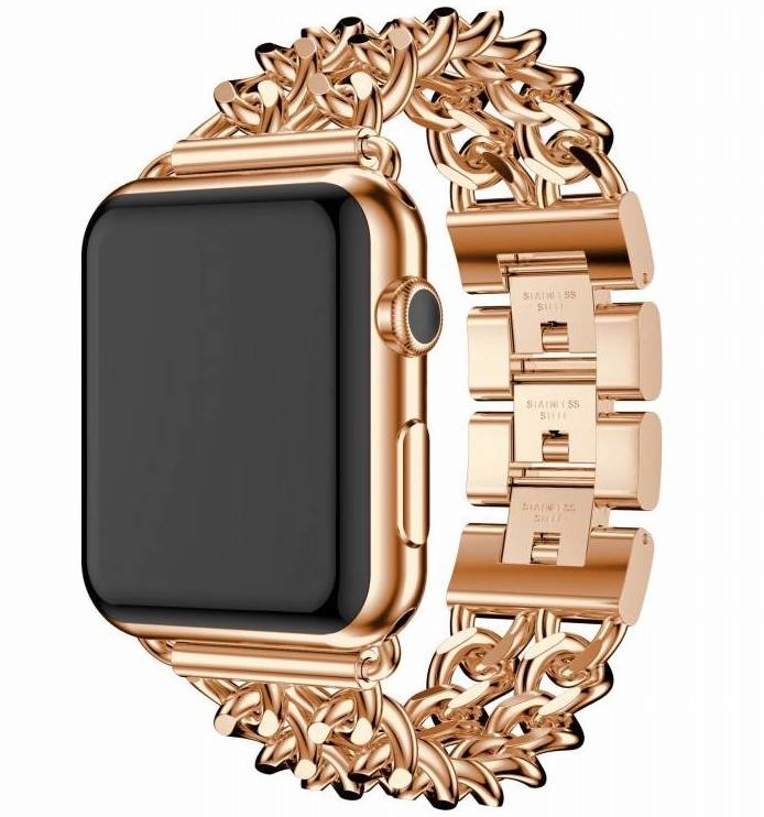Bracelet acier cow-boy Apple Watch - or rose