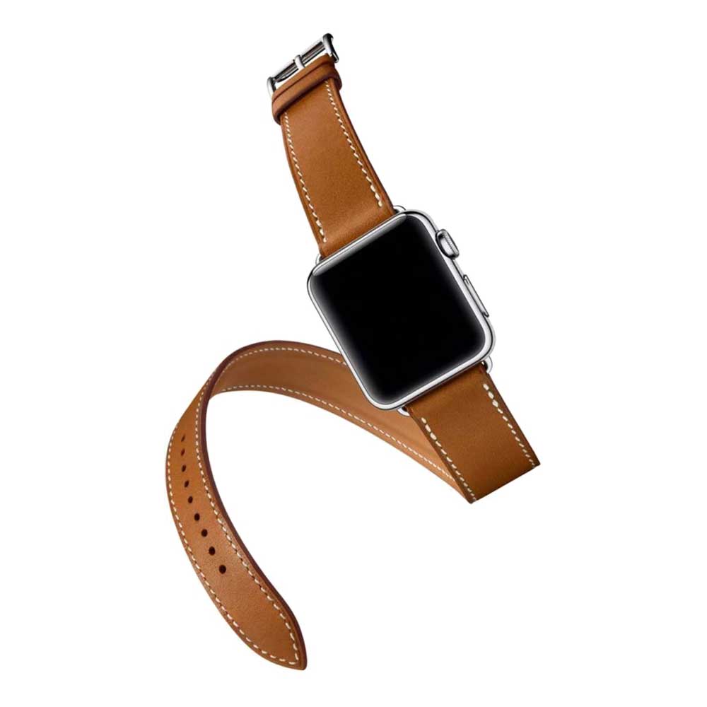 Bracelet en cuir ceinture longue Apple Watch - marron