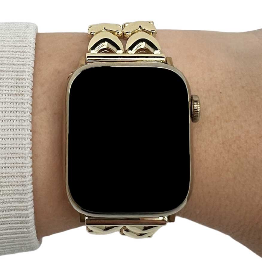 Bracelet à maillons en acier cœur Apple Watch - doré
