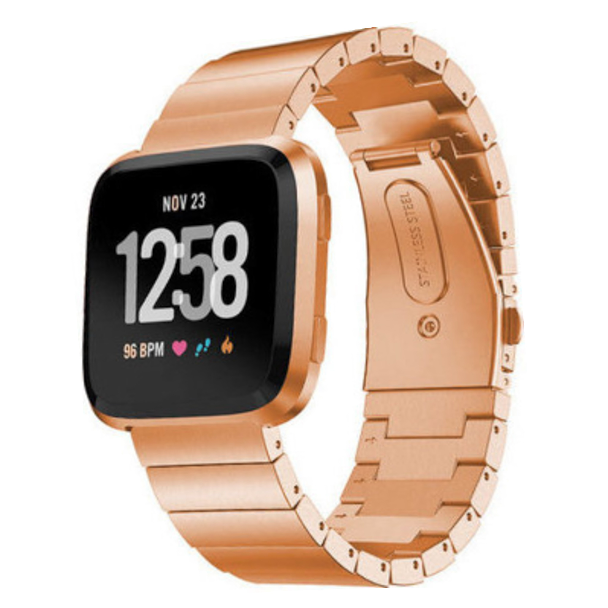 Bracelet acier maillons Fitbit Versa - or rose