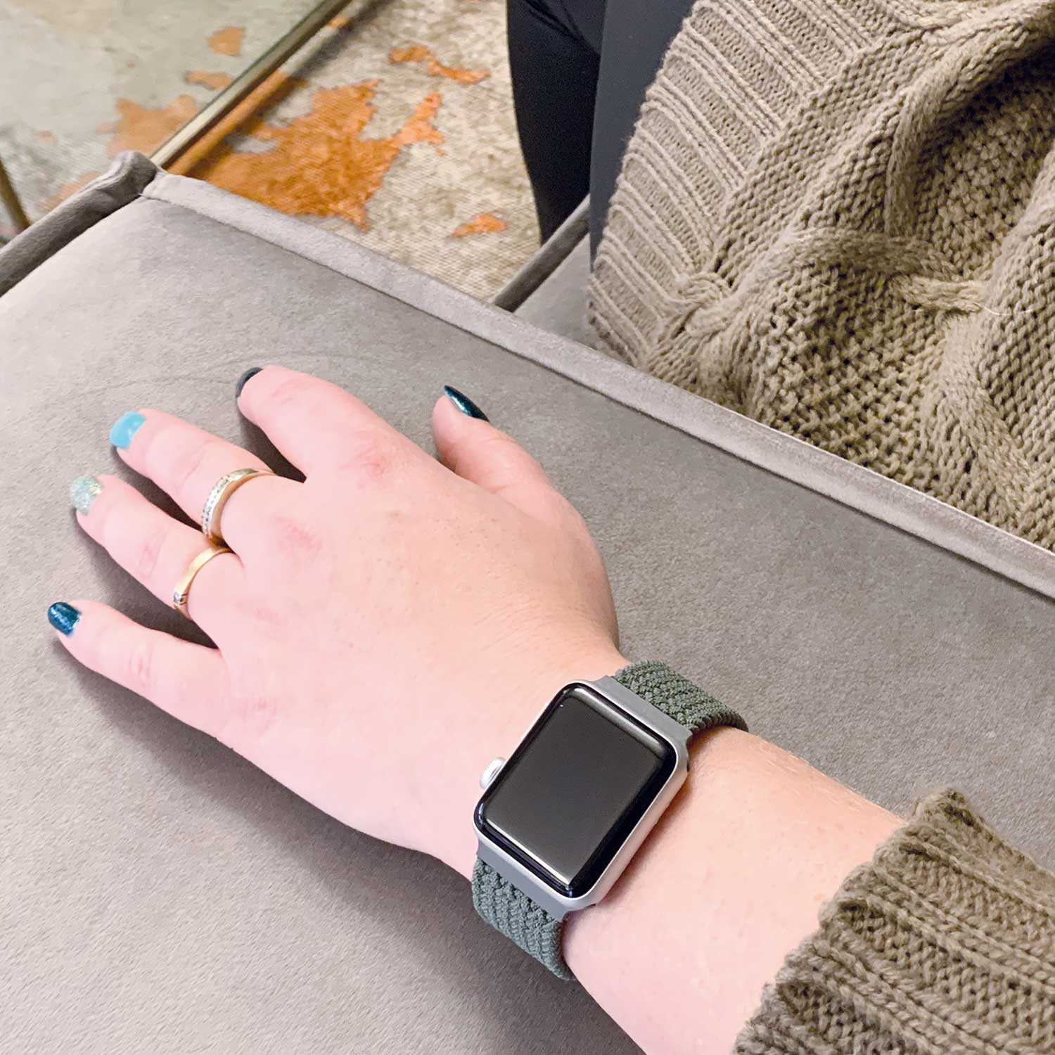 Bracelet nylon Boucle unique tressé Apple Watch - vert inverness