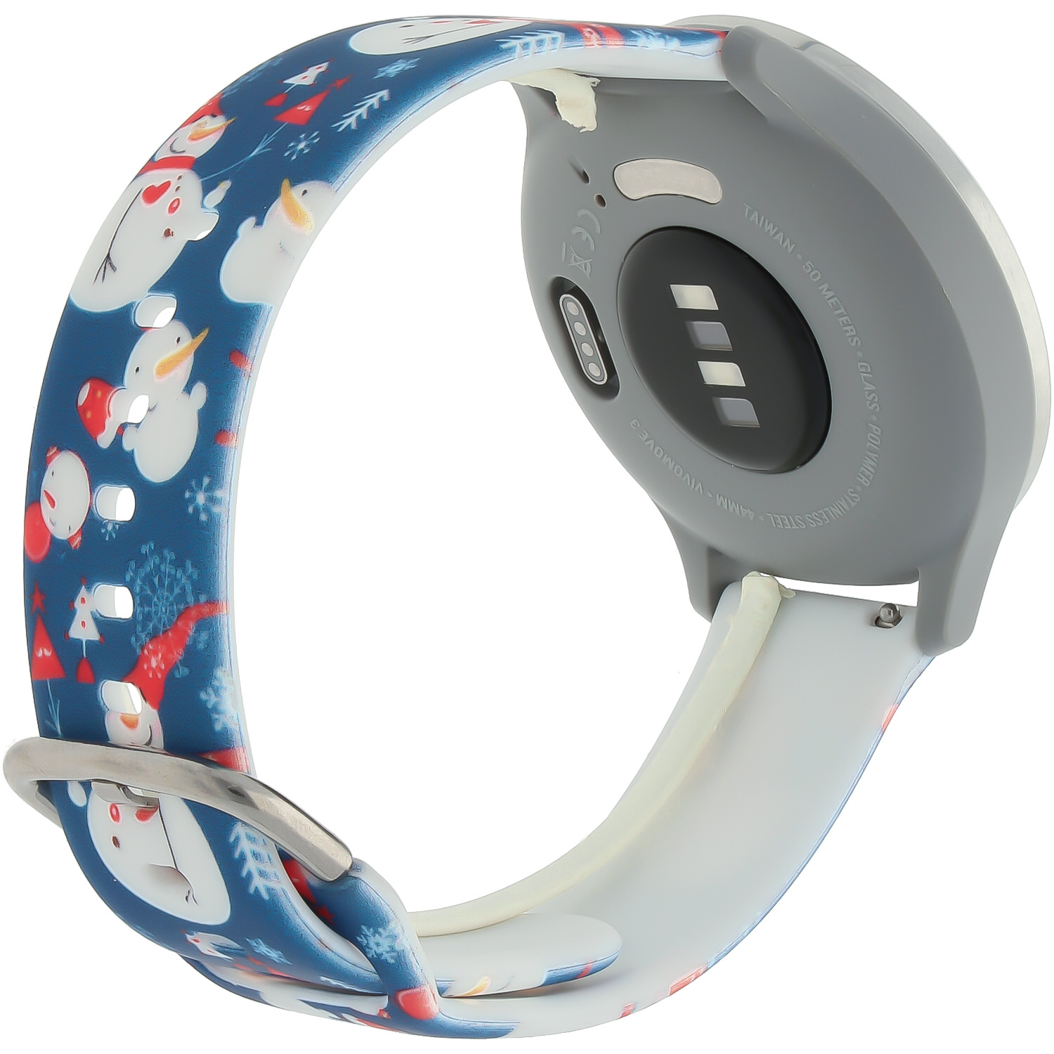 Bracelet sport imprimé Garmin Vivoactive / Vivomove - Bonhomme de neige de Noël bleu