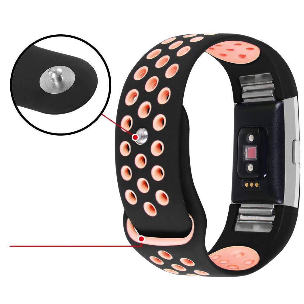 Bracelet sport double Fitbit Charge 2 - noir rose