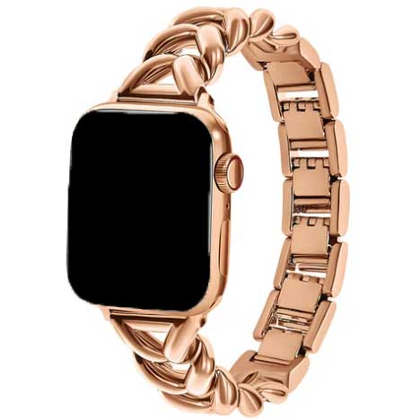 Bracelet à maillons en acier cœur Apple Watch - Lisa or rose