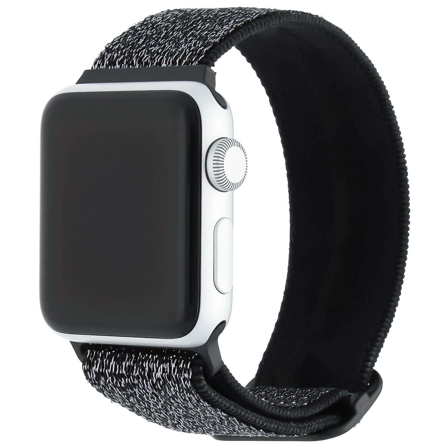 Bracelet nylon solo Apple Watch - noir pailleté