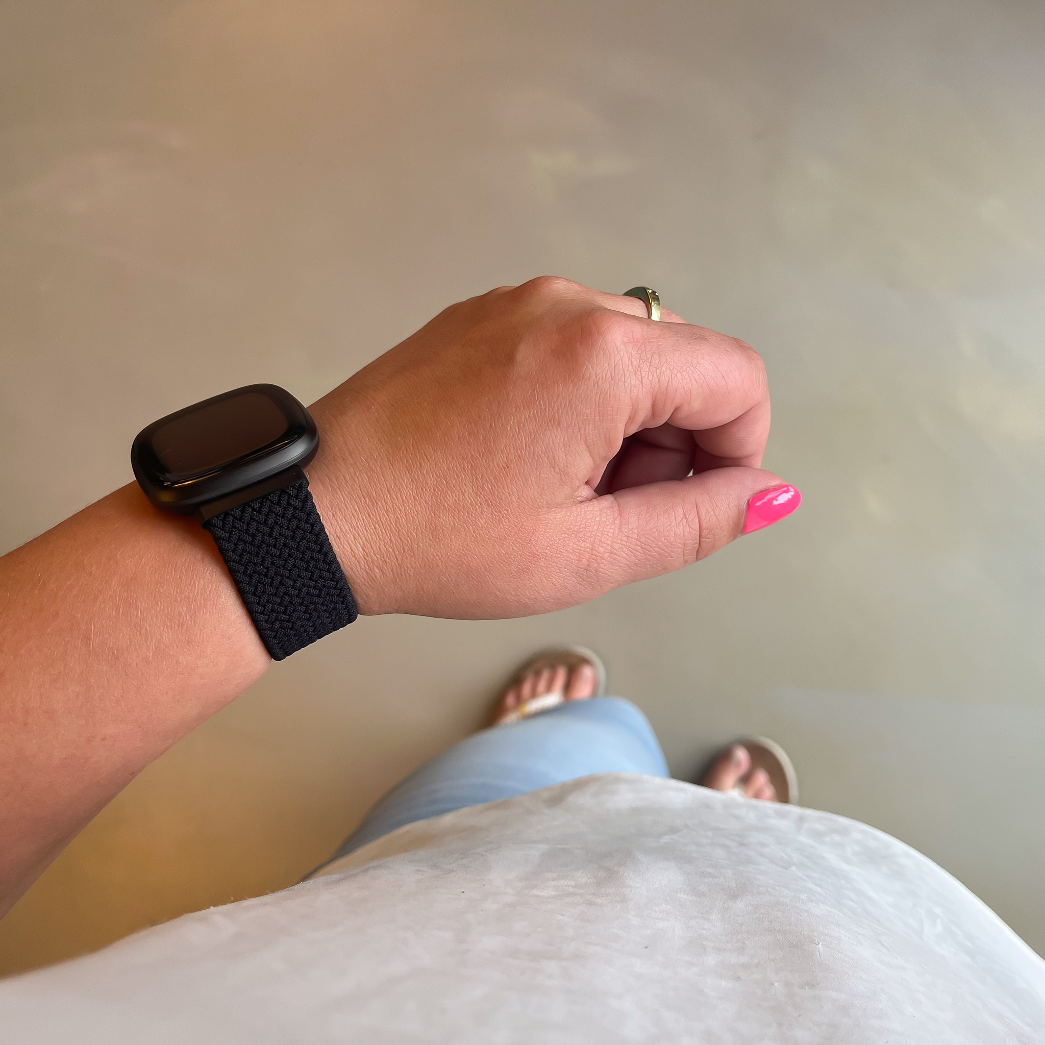 Bracelet nylon Boucle unique tressé Fitbit Versa 3 / Sense - noir