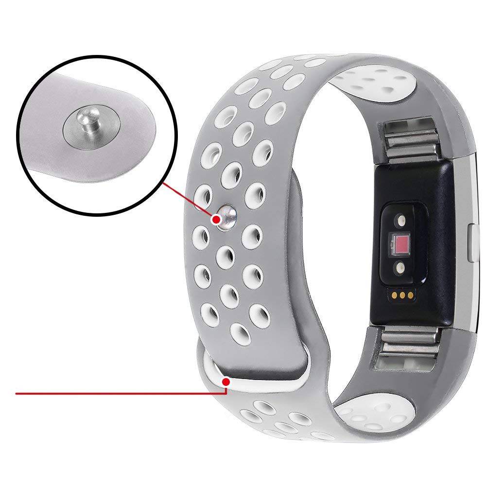 Bracelet sport double Fitbit Charge 2 - gris blanc